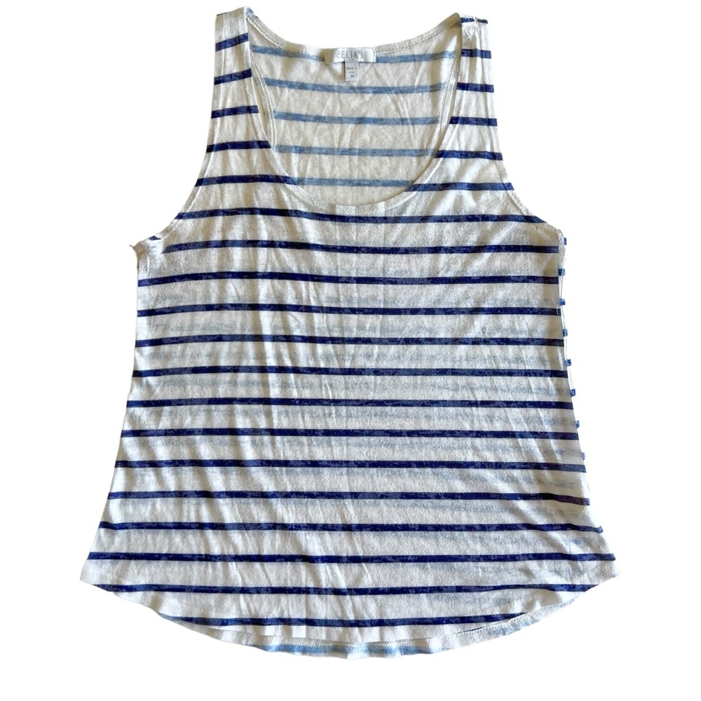 Delia’s Navy Blue and White Striped Tank Top, Medium